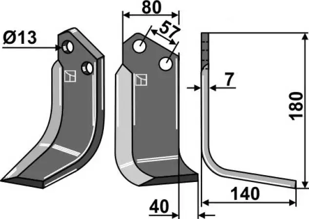 Fräsmesser 180x80mm, rechts